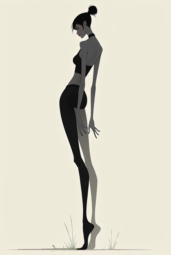 (minimalist), girl on stilts white background
