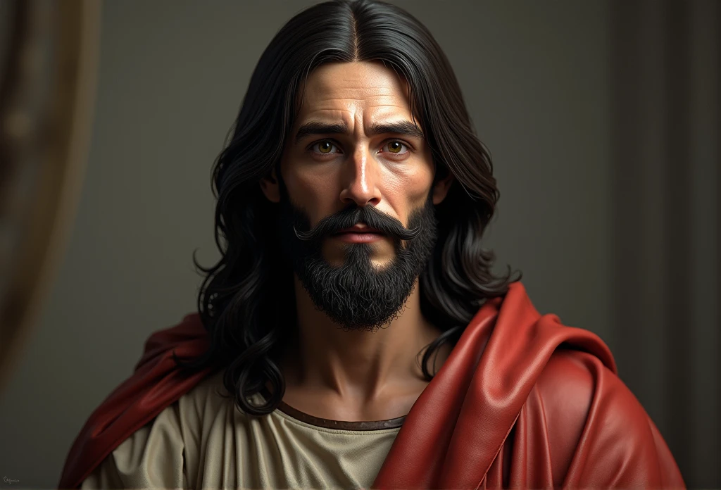 Ultra realistic Jesus looking forward showing half body