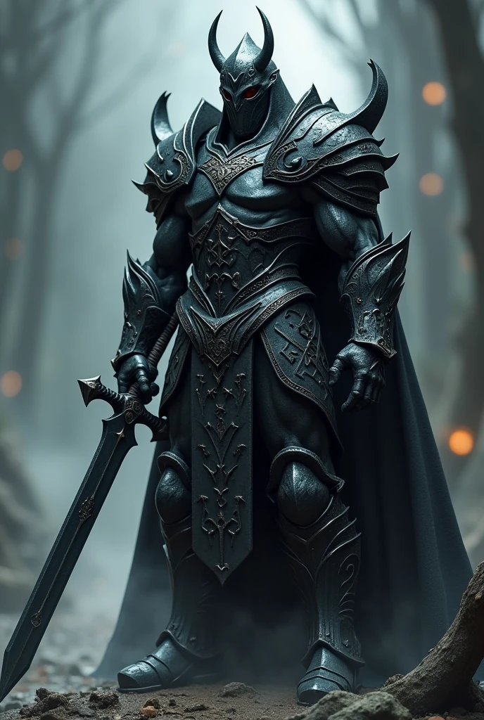 Obsidian armor with a black sword