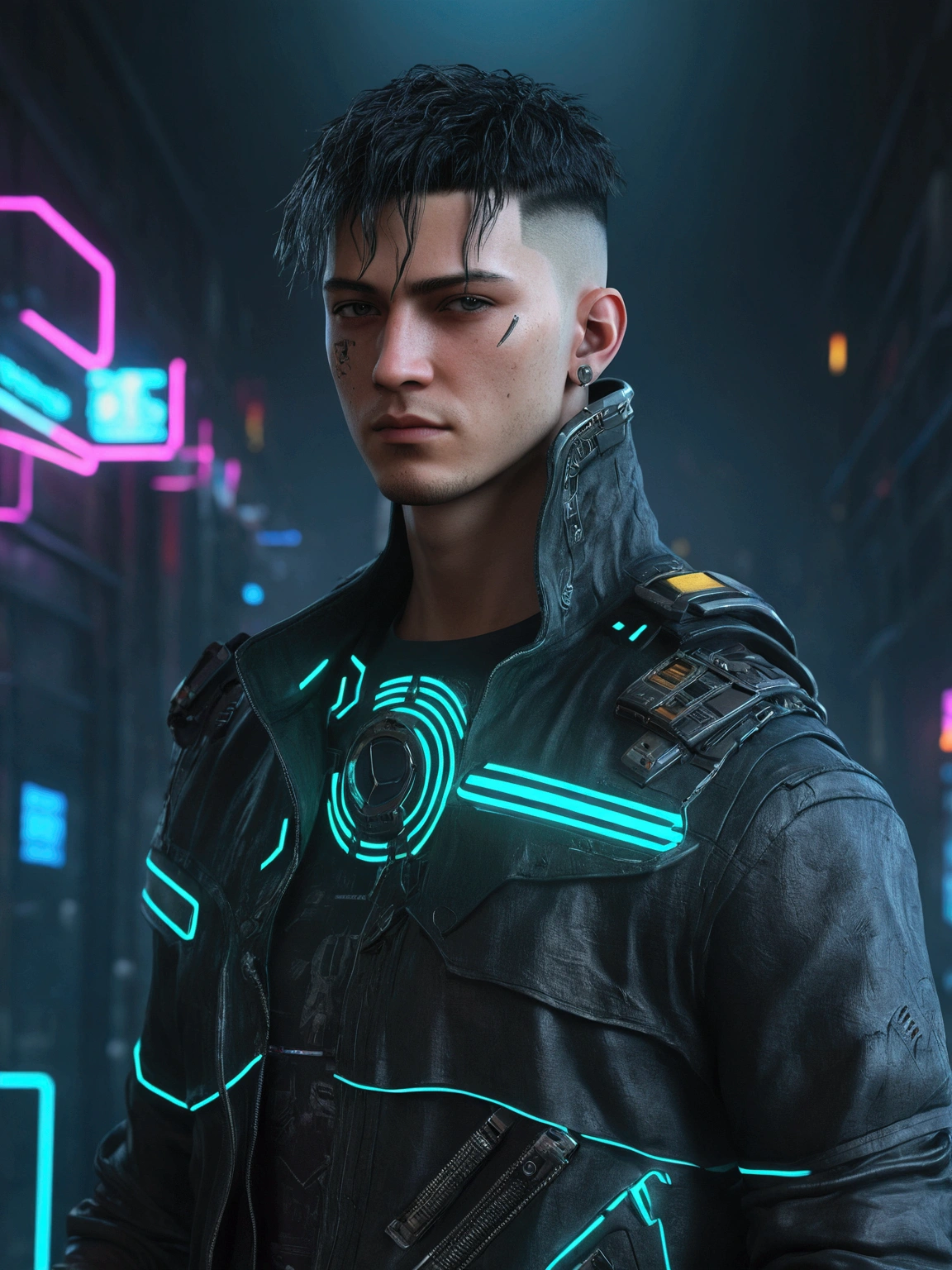 Change background, cyberpunk, handsome boy, realistic face, 8k, ultra realistic