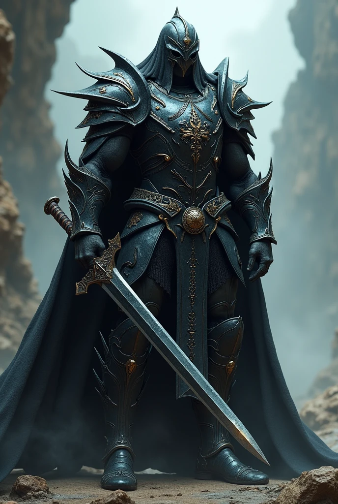 Obsidian armor with a black sword