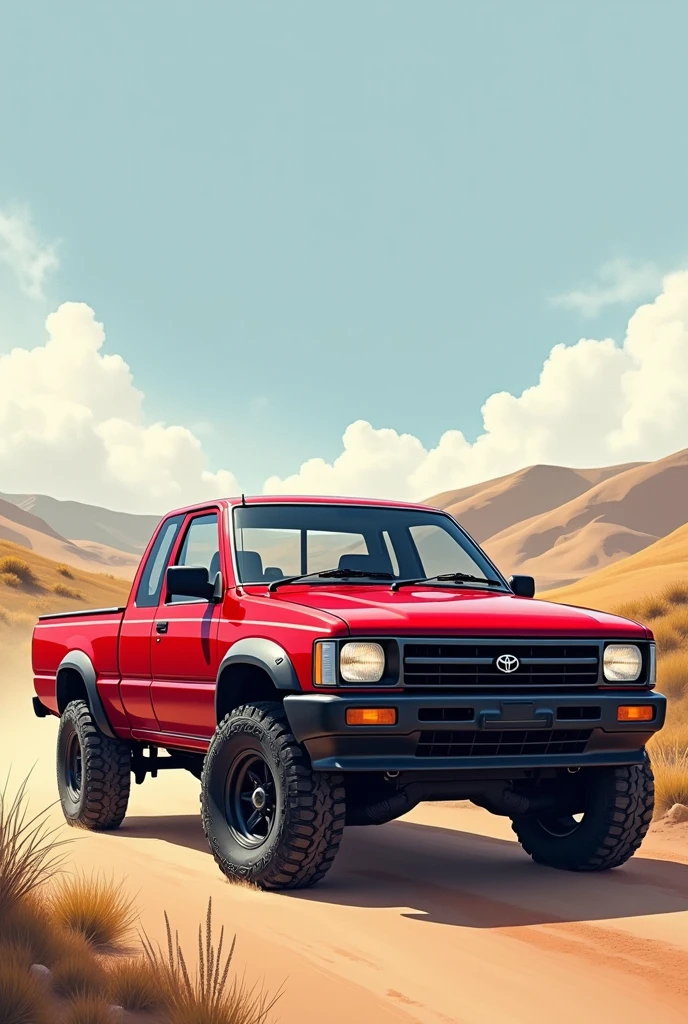 Toyota hylux double cab red model 1994 detailed