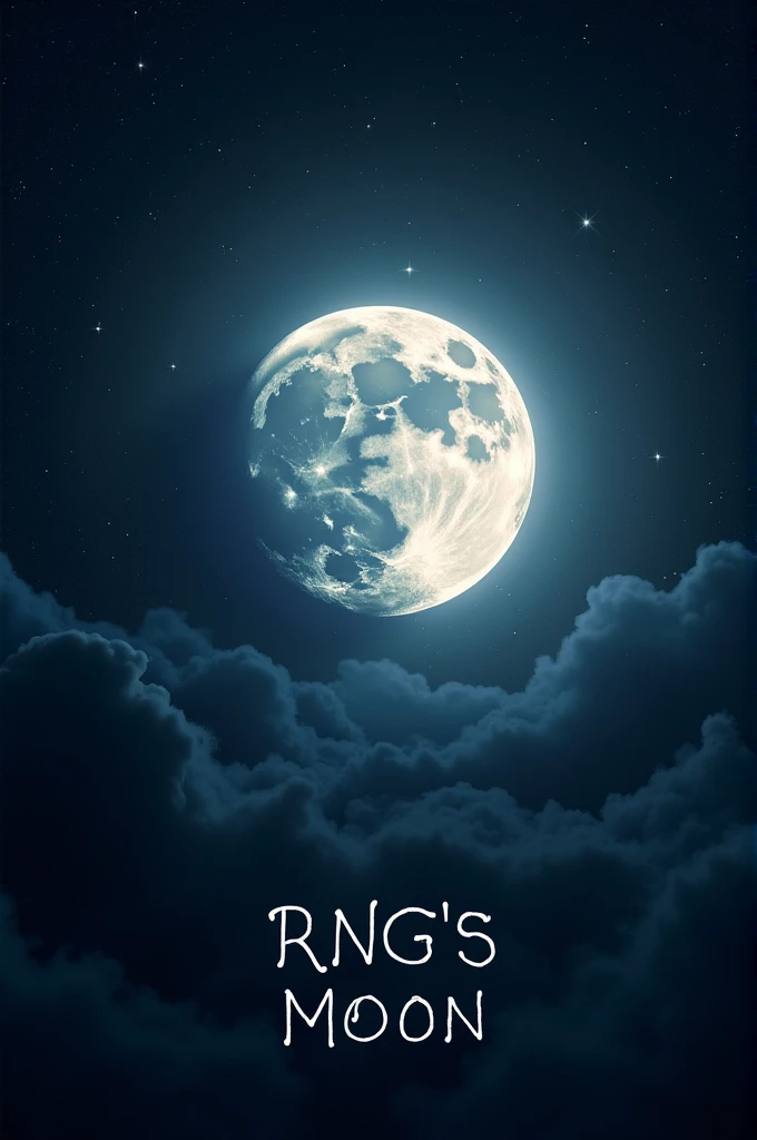 A moon being illuminated in space and below written the name rng's moon