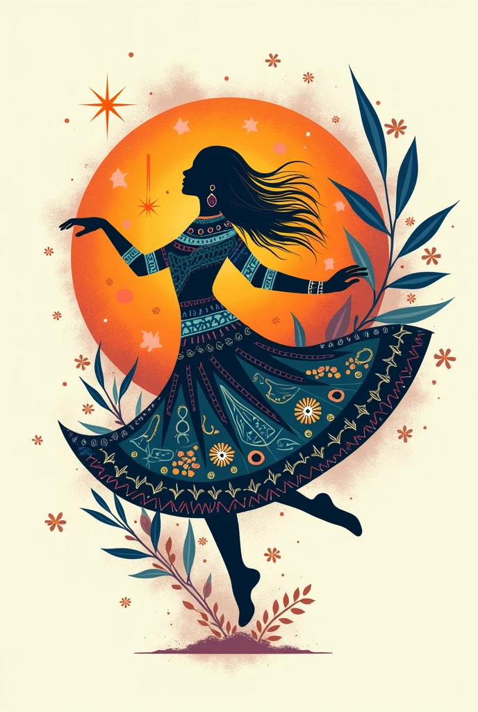 Make a logo about a folkloric ballet called Rebirth of the North, with different colors and that is related to the Cueca and Chile