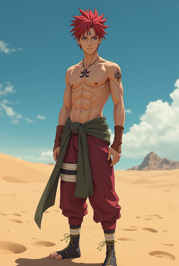 Image of Gaara in the desert naked