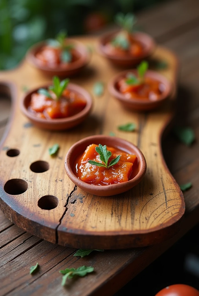 Snack board or grill with clay holes
