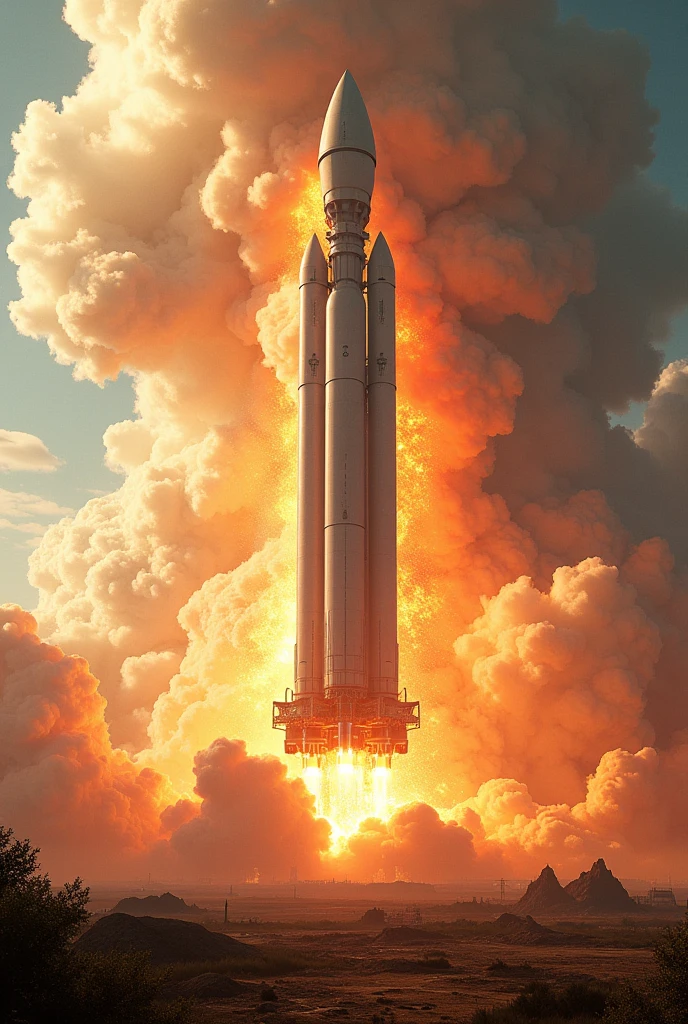 Giant rocket bigger than lands blowing everything up