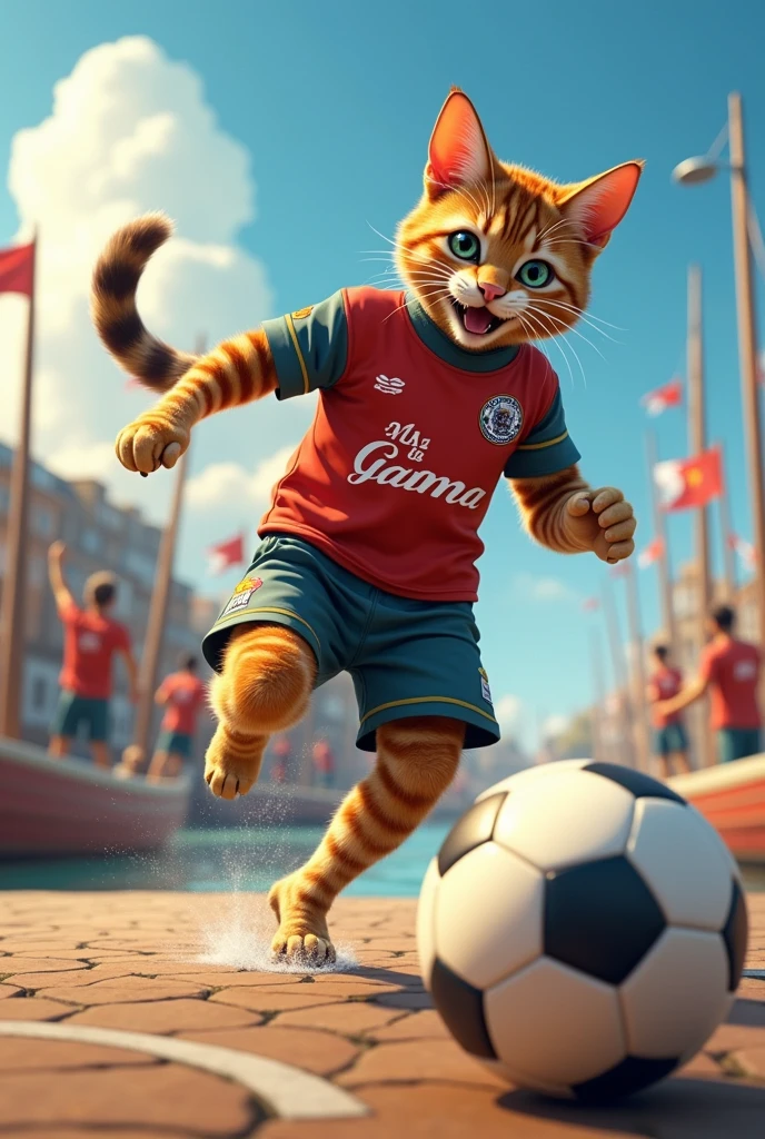 Cat playing football for Vasco Da Gama Regatta Club