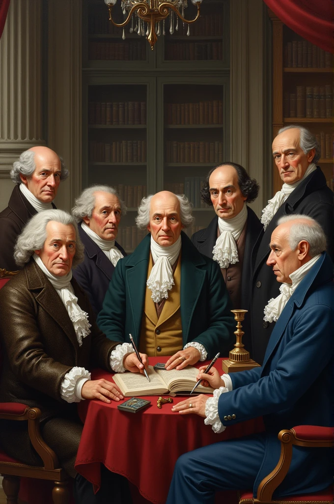 
Cesare Beccaria, George Berkeley, Denis Diderot, David Hume , Immanuel Kant, Lord Monboddo, Montesquieu, Jean-Jacques, Rousseau, Adam Smith , Hugo Grotius, and Voltaire.