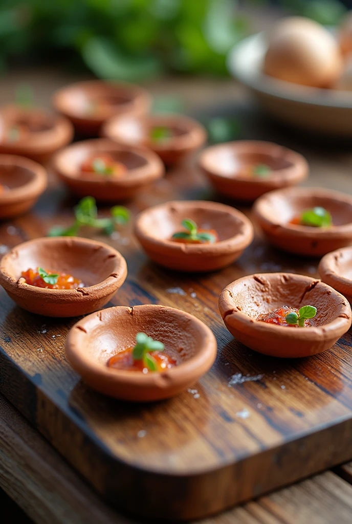 Snack board or grill with clay holes