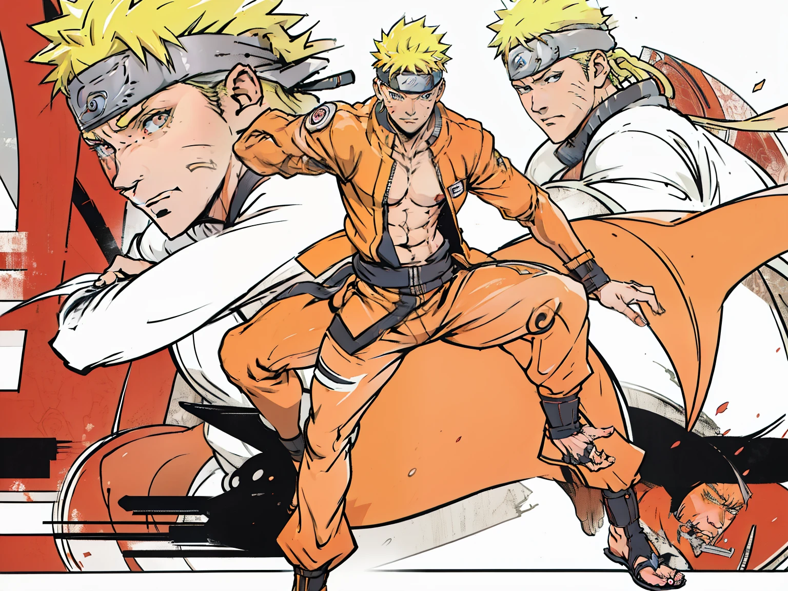 (work of art, maximum quality, best qualityer, offcial art, beautiful and aesthetic:1.2), (1 boy:1.4), extremely detaild, naruto,  sexly, whole body, pose sexly, nearly naked