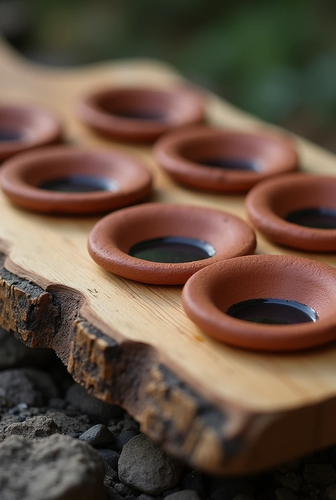 Snack board or grill with clay holes For roasting