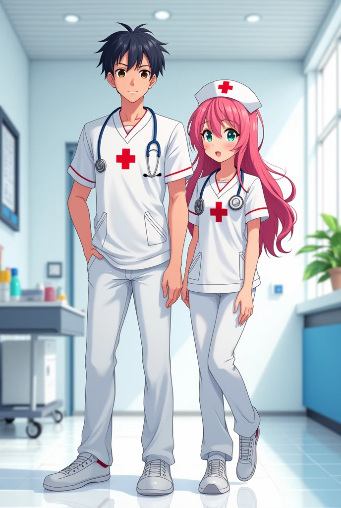 Male and female anime nurse couple