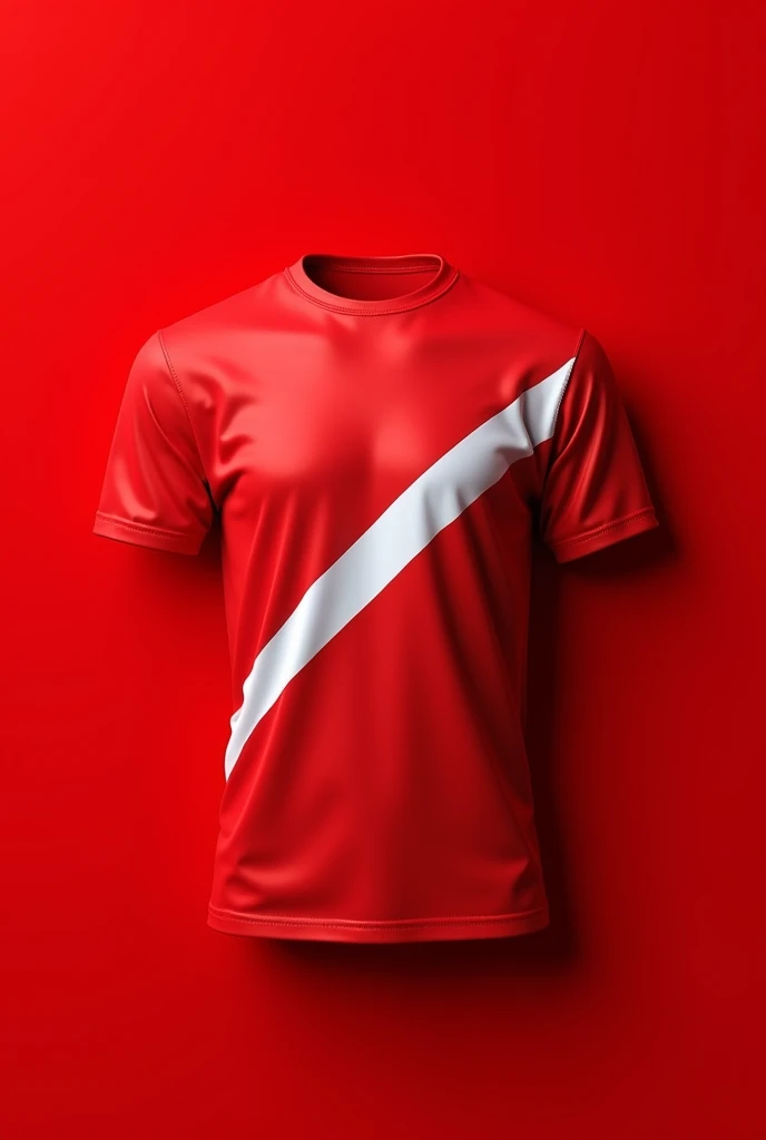 Red background, shirt material, with a diagonal white stripe Covering from the middle to the end