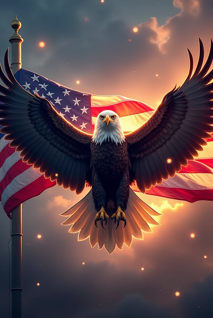 eagle with the US flag with led lights