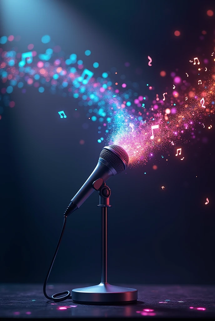Microphone releasing musical notes