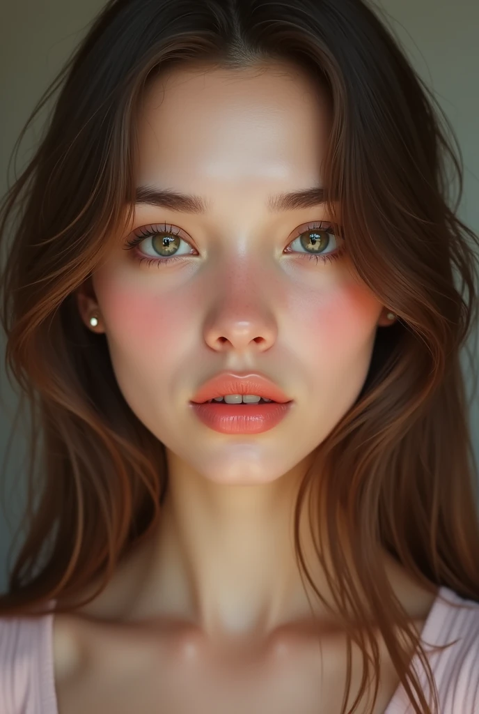 realistic, lip gloss, realistic, best quality, ultra high resolution, depth, pastel colors, natural shadows, focus on face, just a face, looking at viewer, long hair, brown hair, A masterpiece of brown and detailed eyes, best quality), 1 girl, alone, in front,
(shut up), laugh, chapped lips,
glowing skin, thick thighs, white panties, camel toe,
, Seraph, pleated skirt, loafers, Black socks, crouching down, spread legs, Spread her legs, inside, Looking at the audience, anatomically correct