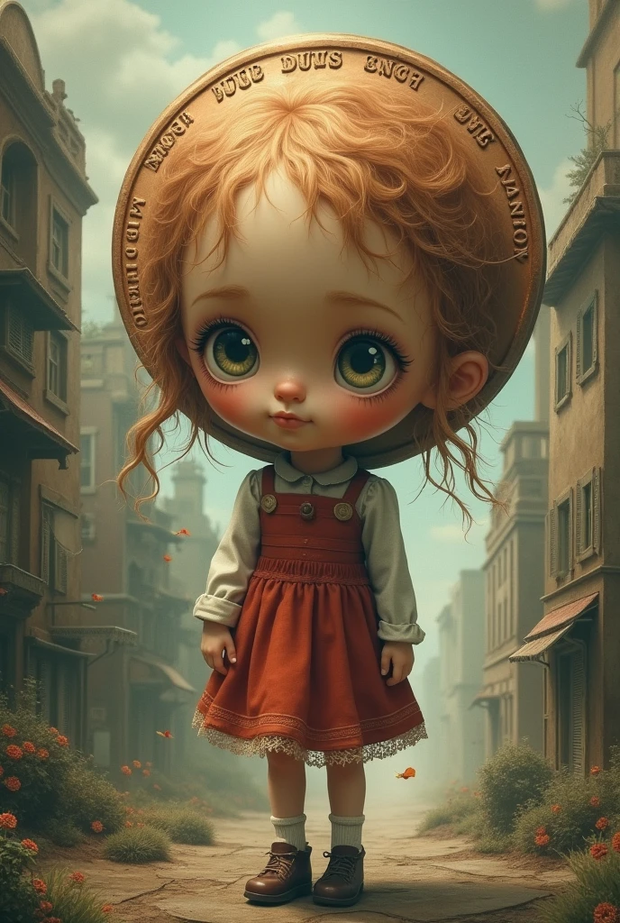 A penny-headed girl gets inflated every time her country suffers monetary inflation