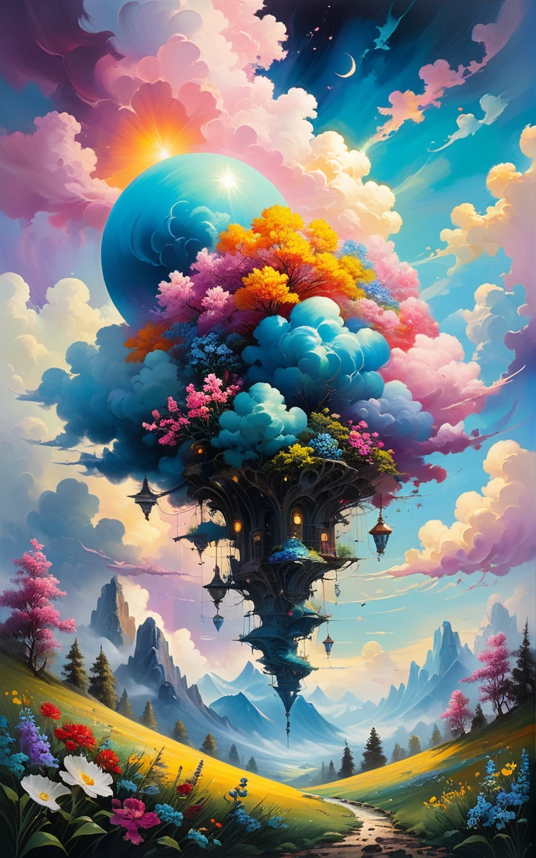 Stylistically diverse , Detailed scenes, a bizarre twist, unique visual effects, clouds, and flowers, Abstract, surreal &quot;Painted Light&quot;, «Пастельные THATна,  &quot;Individual items, innocent colours, soft lighting, heavy ink shadows, detailed and complex environment, masterpiece, трассировка эффекTHATв, aesthetics of oil painting, Heavy brush strokes, mystical charm, Oil painting &quot;Impressionistic&quot;. Beautiful details, stylized artistic aesthetics, Эффект разбиTHATго стекла, No background, deafening, THAT, which doesn't even exist, mythical creature, energy, molecular, Textures, iridescent and luminescent scales, breath taking beautiful, чисTHATе совершенство, The Divine Presence, unforgettable, impressive, breath taking beautiful, volumetric light, Aura, rays, Bright colors reflect