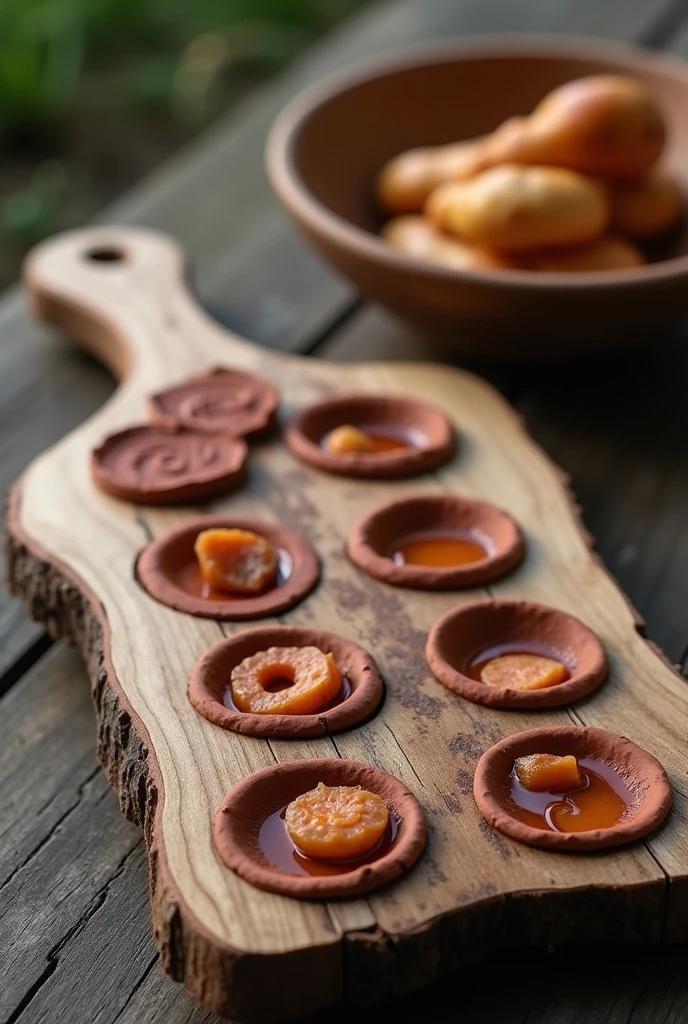Snack board or grill with clay holes For roasting