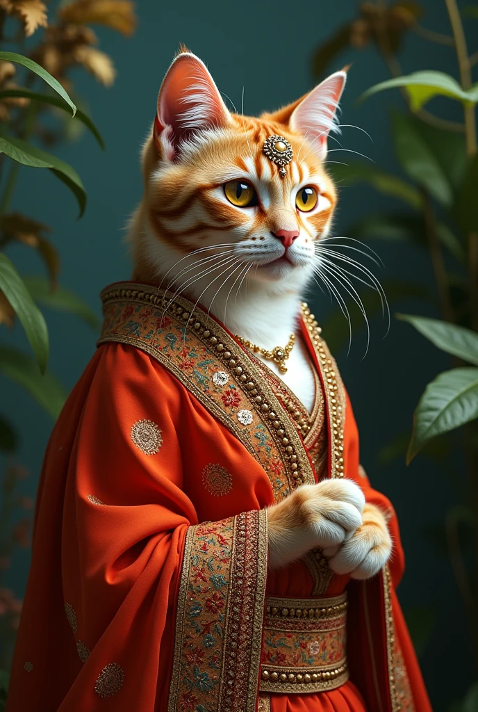 Cat make up beautiful sari wearing cat