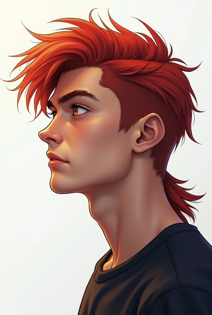 handsome redhead, Mullet Haircut, white background, young man remembering the face