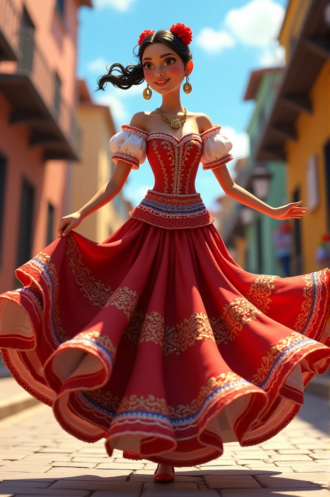 An animated image of a Panamanian pollera