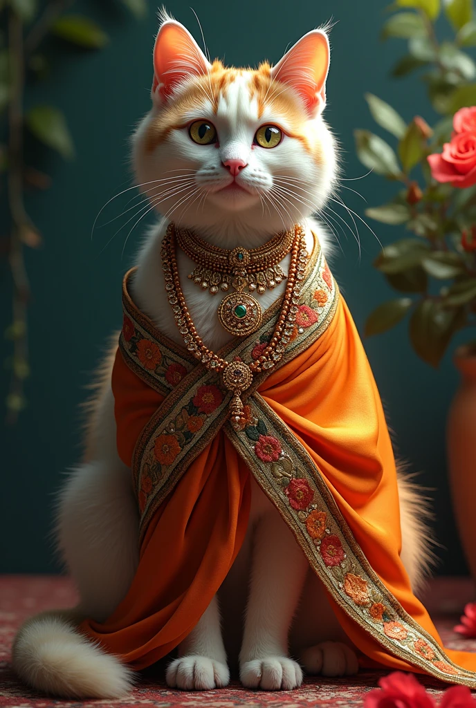 Cat make up beautiful sari wearing cat