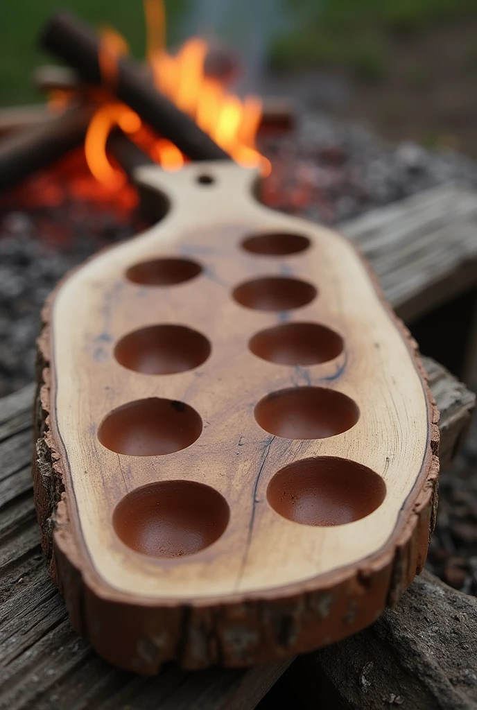 Snack board or grill with clay holes For roasting