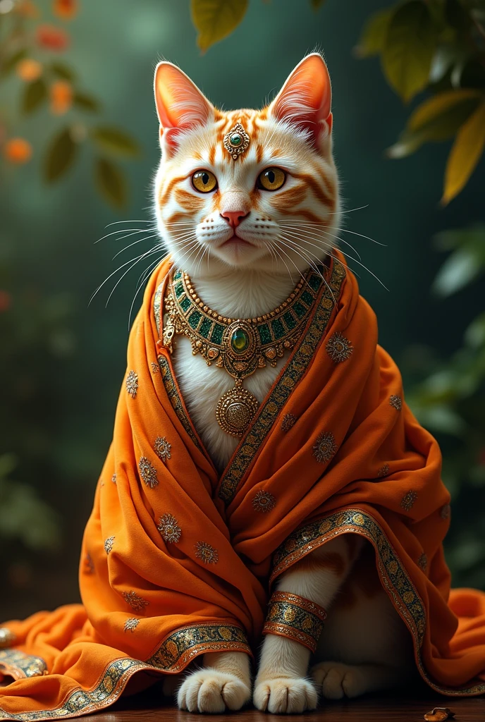 Cat make up beautiful sari wearing cat