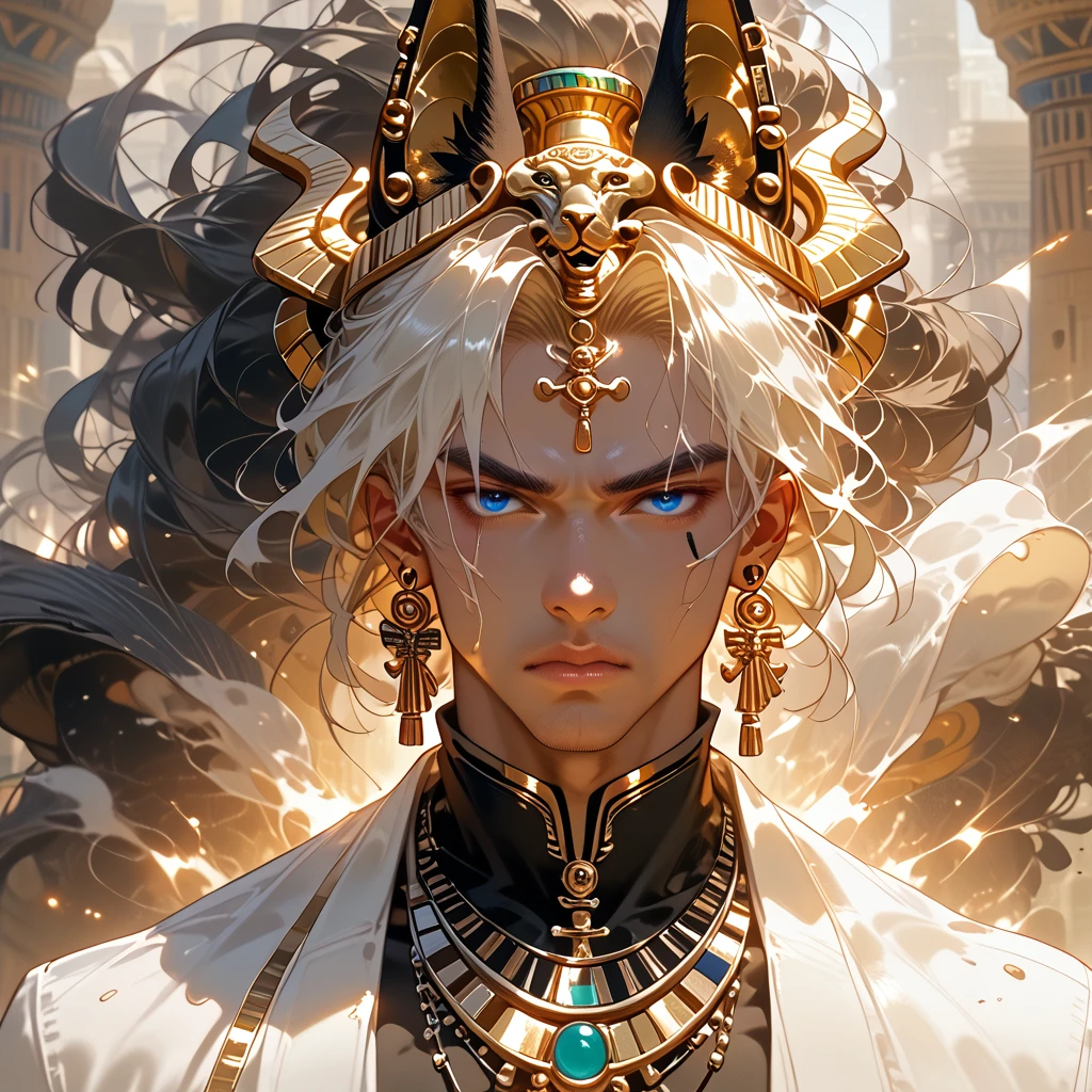 There is a man in a costume standing in front of a building, picture of des ghost, Anubi Horus, Egyptian god, the god Horus, the Egyptian god, Portrait of Horus, Angry god Horus, Storm Egyptian god, Pharaoh, Egyptian god of wind, god egypt, mystic bi horus valkyrie, reptilian anubis