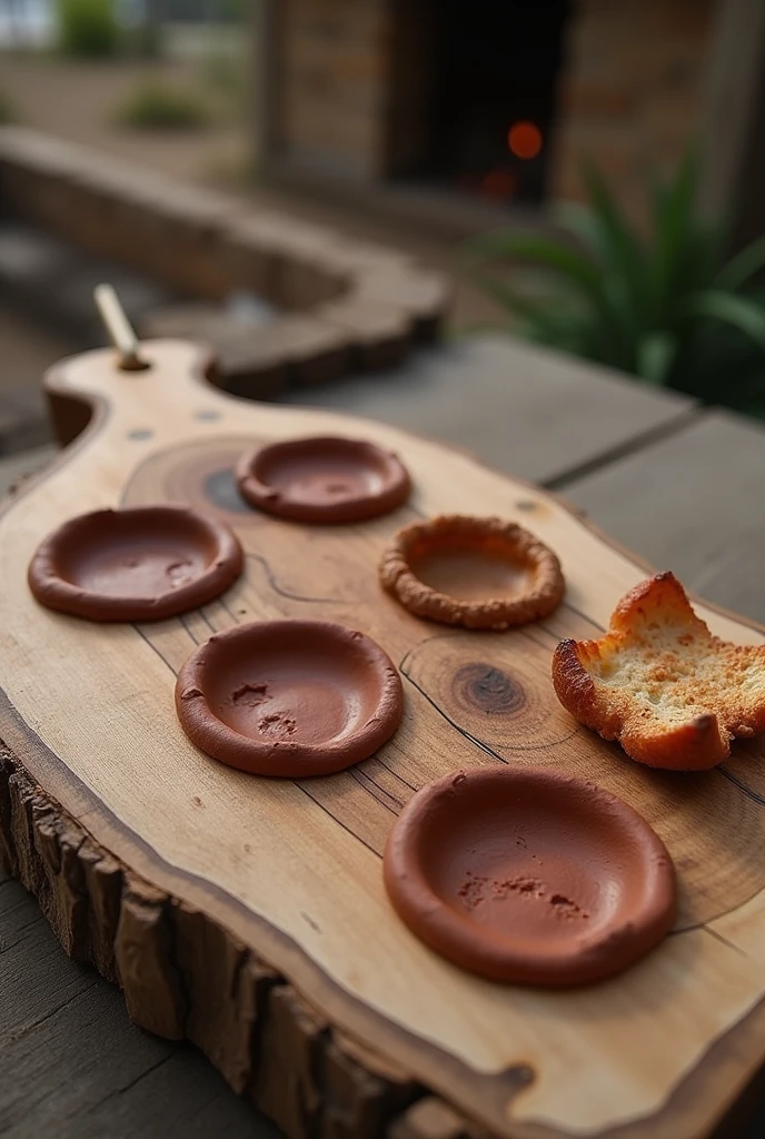 Snack board or grill with clay holes For roasting