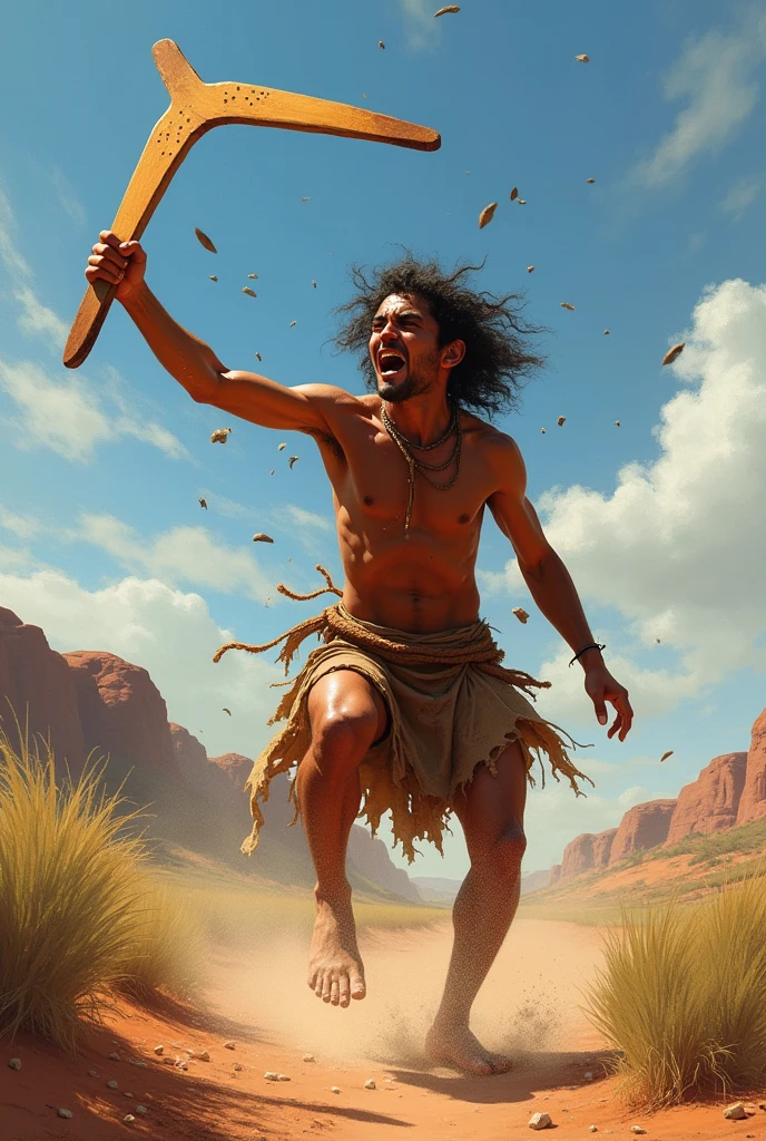Person being hit by a boomerang