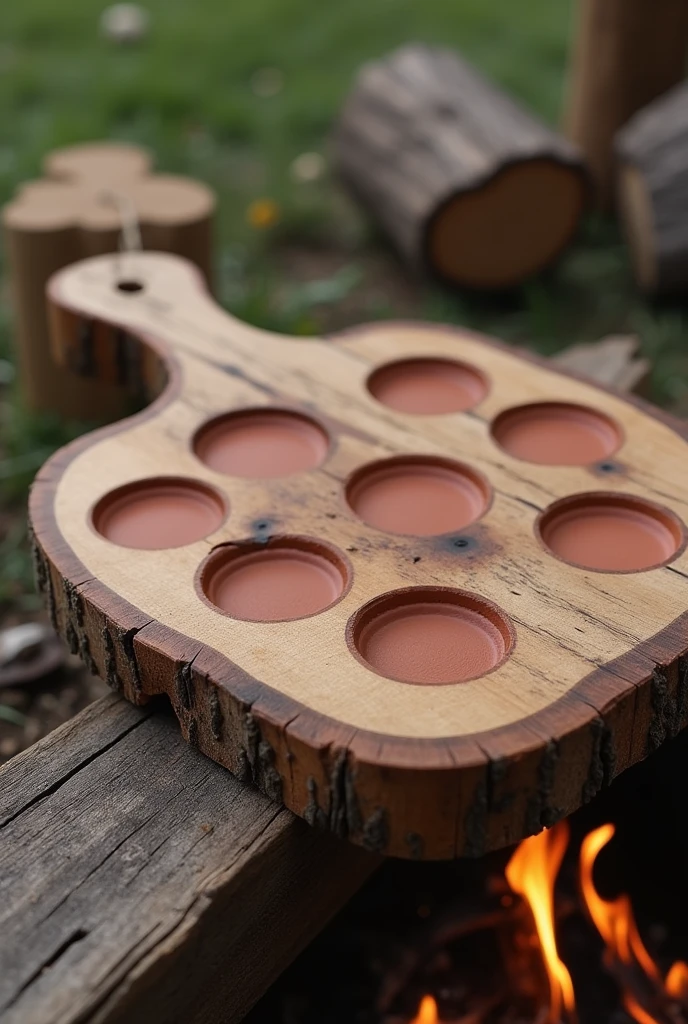 Snack board or grill with clay holes For roasting