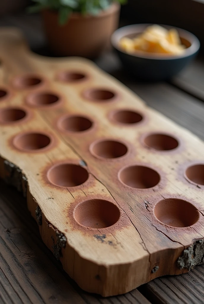 Snack board or grill with clay holes For roasting