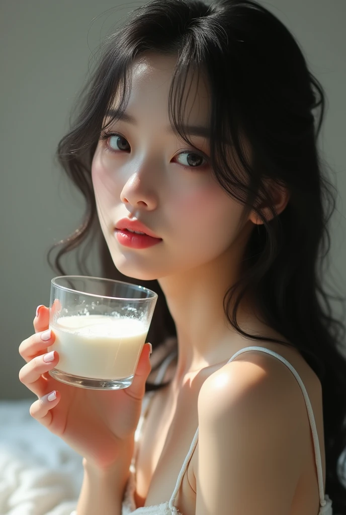 Japanese Sexy girl drinking milk