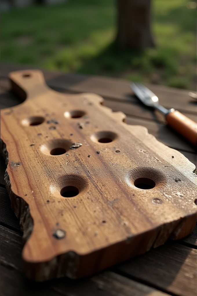 Grill board with holes covered with clay 