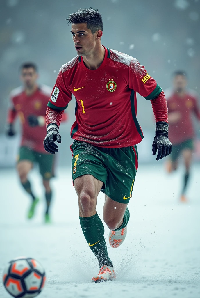 Cristiano Ronaldo lors d'un math en hiver