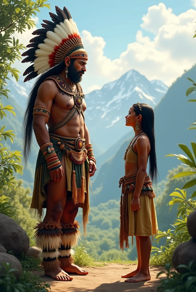 Two indigenous people, a chief and an apprentice