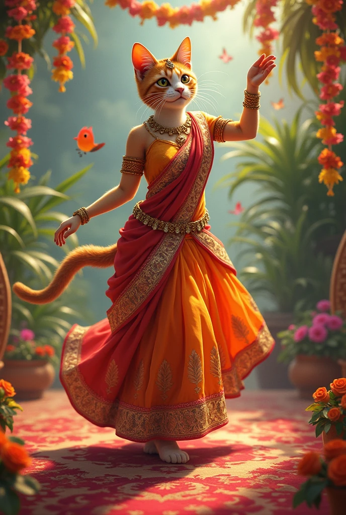 BEAUTIFULL cat marige in sari dancing