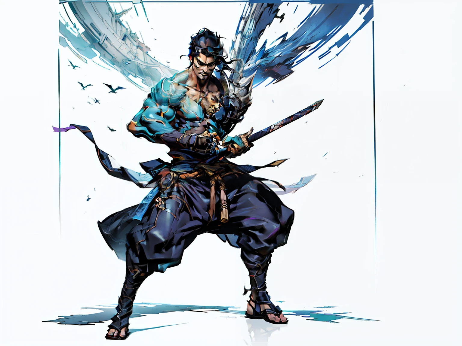 (work of art, maximum quality, best qualityer, offcial art, beautiful and aesthetic:1.2), (1 boy:1.4), extremely detaild, yasuo, sexly, whole body, pose sexly, nearly naked