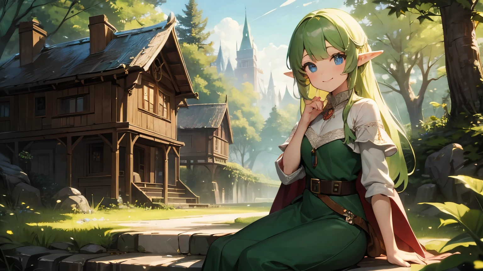 Elven Forest House　Elf Girl　The girl is beautiful　The girl is smiling