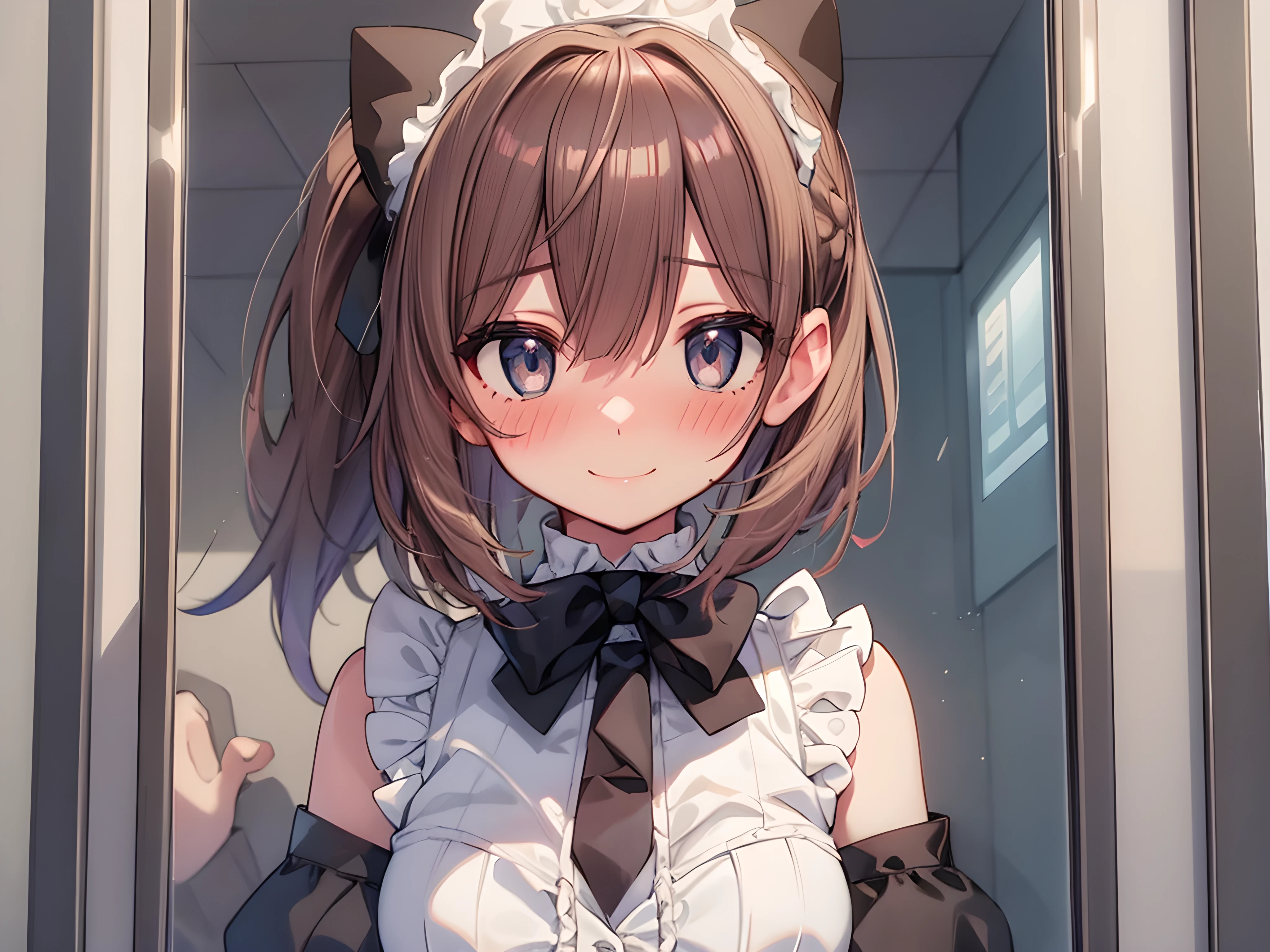 nsfw, (masterpiece), (best quality)), (ultra-detailed), ((kawaii)), (lovely), (extremely detailed)), 4k, (8K), best quality, (beautiful), perfect anatomy, perfect hands, (sound effects:1.3)
BREAK
cowboy shot, ((shoot from front:1.4)), ((from below:1.4))
BREAK
indoors, skyscraper, ((in Elevator)),
BREAK
(sleeveless, frilled shirt:1.4)), high-waist plaid miniskirt, (white lace panties, crotch seam)
BREAK
(standing:1.4)), ((against glass, breast press:1.2)), ((against glass, pussy press:1.2))
BREAK
(hair white thin ribbon)
BREAK
(Blunt bangs), (short ponytail:1.2), (beautiful chocolate hair:1.3)
BREAK
1 , , solo, (cute:1.2), (small breasts:1.2), (short of a person:1.2), (slim, skinny:1.3), small waist, (beautiful face), small eyes, thin lips, double eyelids, ((beautiful black eyes:1.2)), ((beautiful eyes)),
BREAK
(embarrassed, smile:1.4), (blush:1.4)
BREAK
(pussy juice:1.3), (pussy, mosaic:1.1)