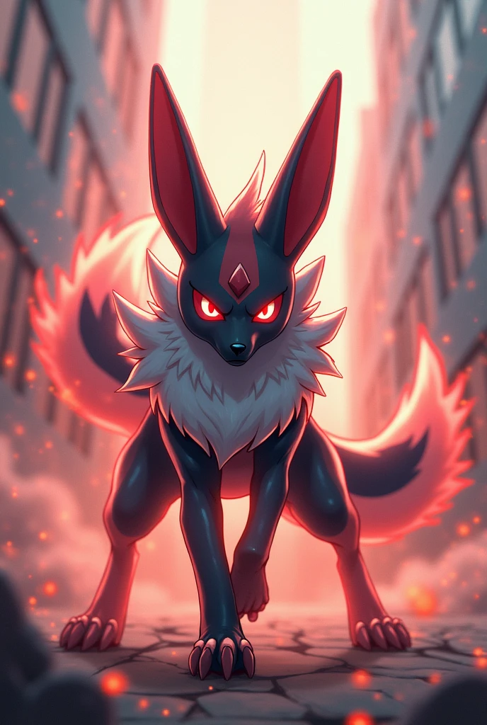 Lucario in action, determined and many fearless