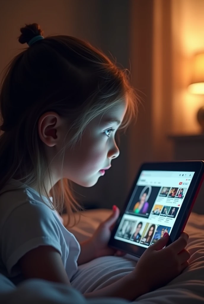 An image of a girl watching YouTube and the screen showing that she is watching YouTube can be seen