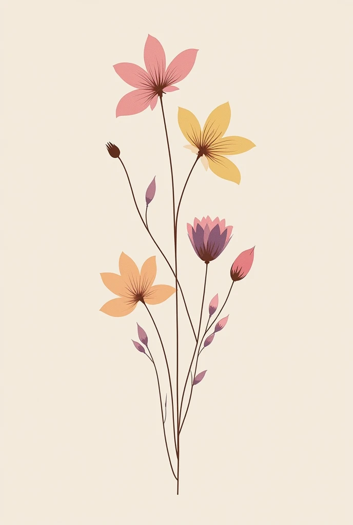 Minimalist tattoo design of various flower bouquets