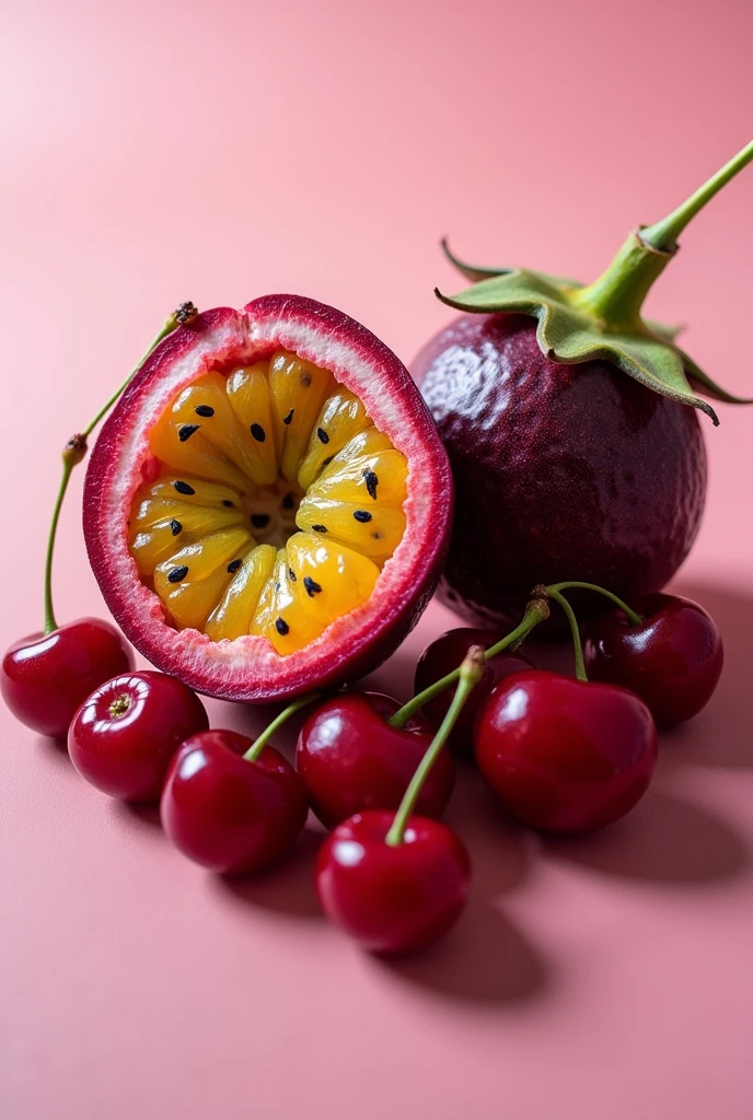 image of passion fruit and cherry together
