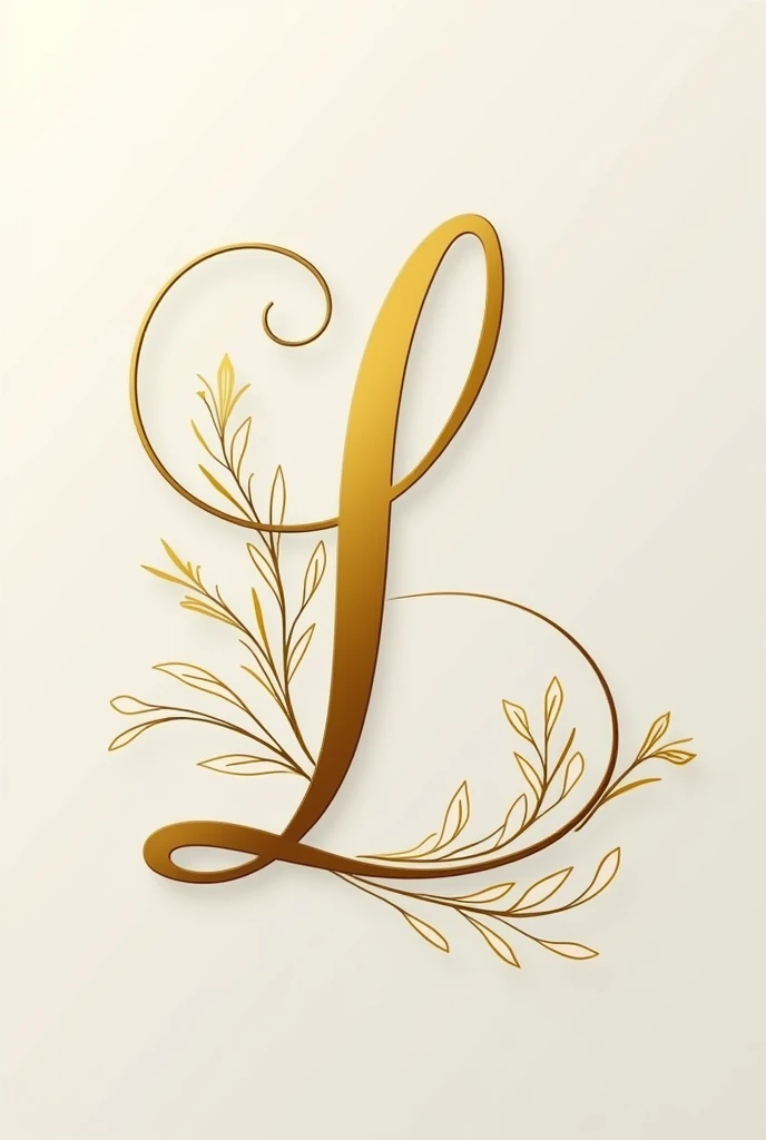 Modern gold cursive letter L with details, in a flat shape and with a marked silhouette to put on a business card in study and drawing mode 