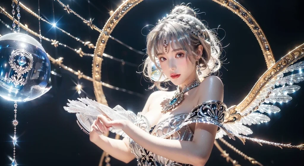 Round crystal ball、hand、Clear fingers