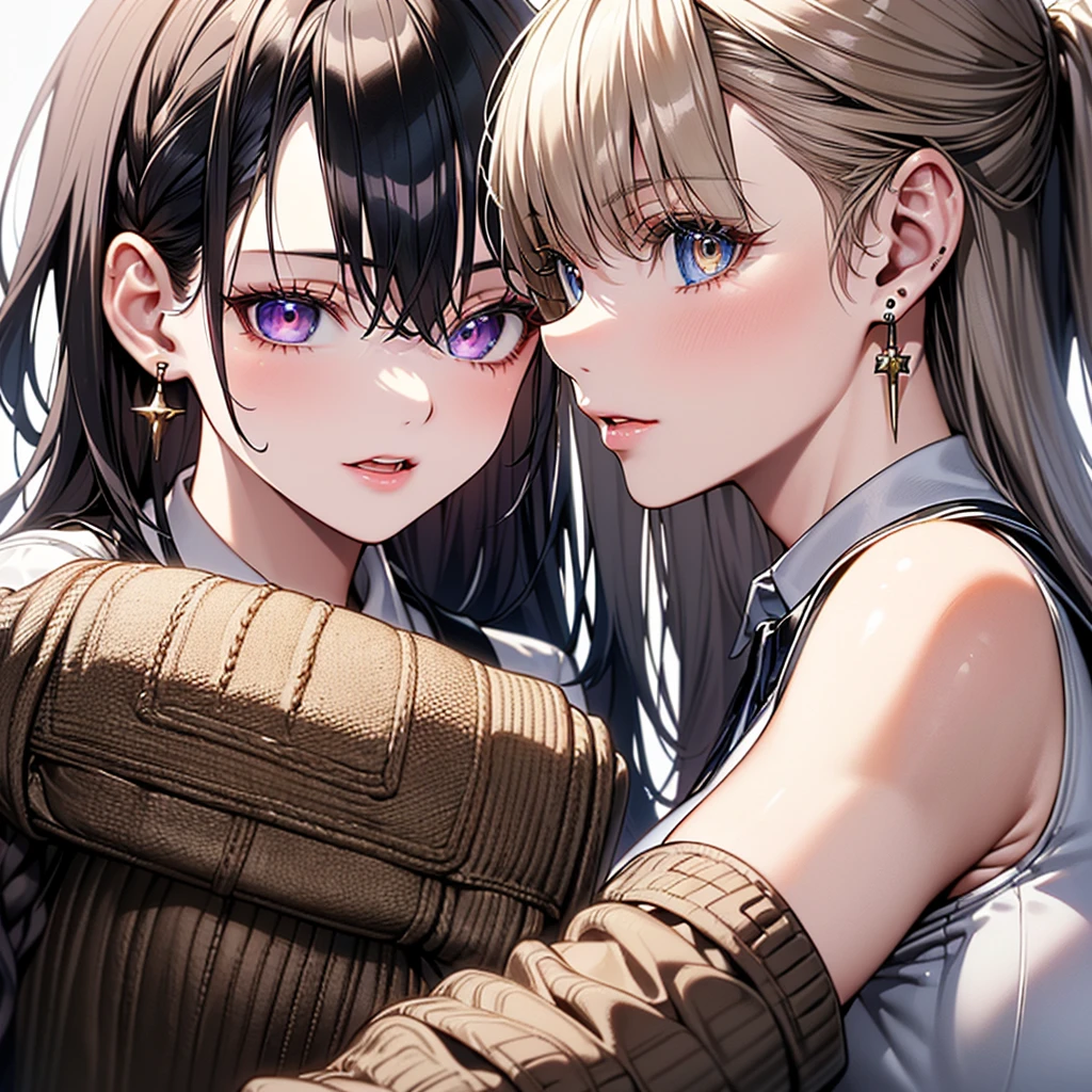 4girls:1.5、(((white blond hair:1.5、4 girls:1.5)))、((4 girls:1.5、forehead:1.5、Standing、Long eyelashes、Earrings、Earrings、high school girl:1.5、uniform:1.5、school uniform:1.5、Dress shirt、Long tie、Checked mini skirt、low angle shot:1.5、Gal:1.5、frontal face:1.5、A calm face、Purple Hair:1.5、Northern Europe、White、beautiful girl:1.5、White background、cute、Young、True Face、Shiny Hair、whole body))、overweight:1.5、masterpiece, best quality, ultra detailed, hyper detailed, beautiful, woman, medium shot, from front:1.5, leaping figure composition, midday, in focus with blurred background、 highest quality, figure, super detailed, finely, High resolution, 8k wallpaper, Perfect dynamic composition, detailed and beautiful eyes, Deco out,bionde, big breasts, Natural color lip,white background, random cute poses